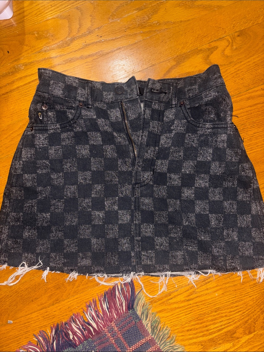 Marc Jacobs Black Checkered Denim Mini Skirt